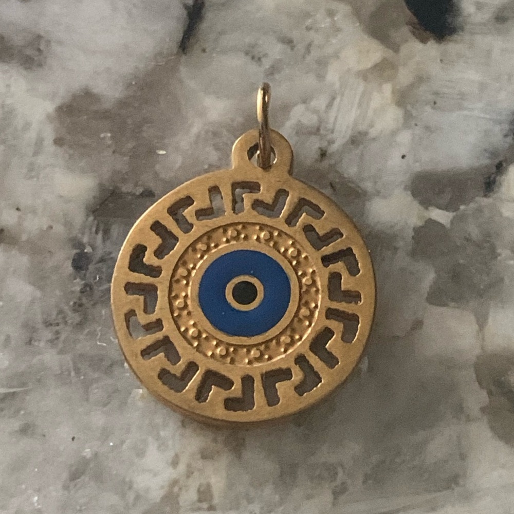 Gold Plated Evil Eye Pendant, Charm, Stainless Steel